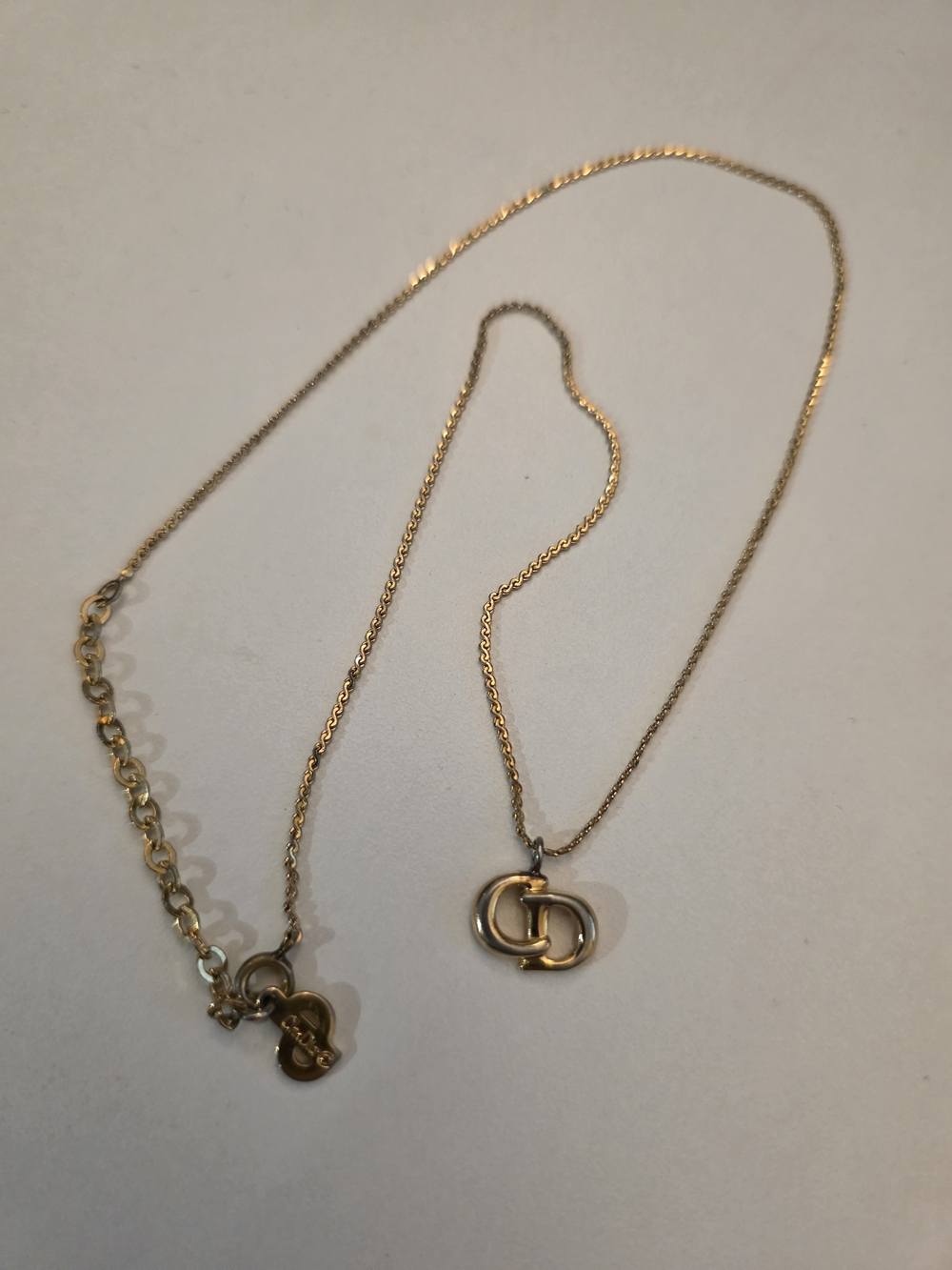 Vintage Christian Dior CD Logo Pendant Necklace - Authentic 1980s Gold-Tone
